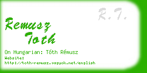 remusz toth business card